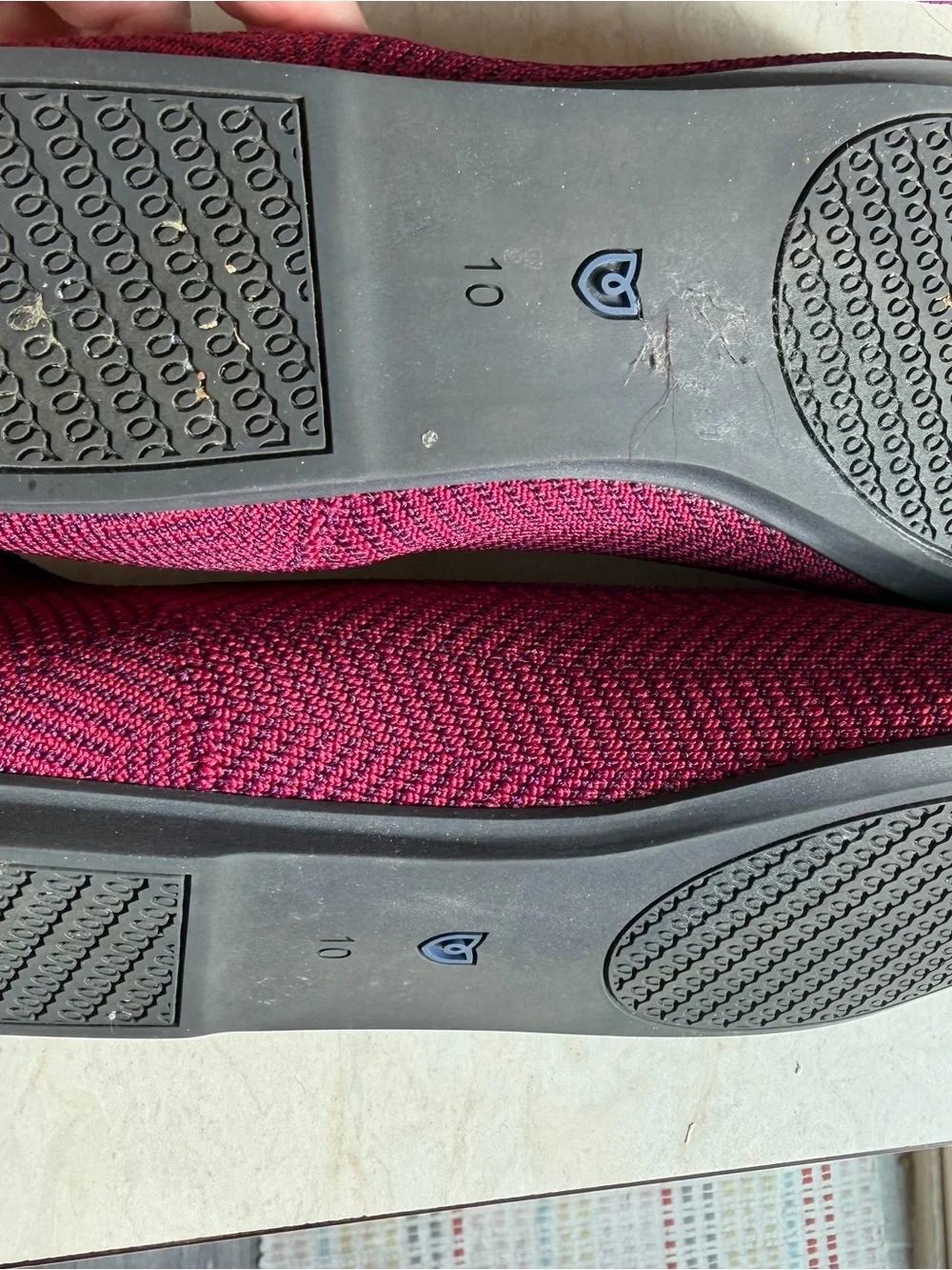 Rothy's Plum Knit Slip-On Ballet Flats with Blue Trim